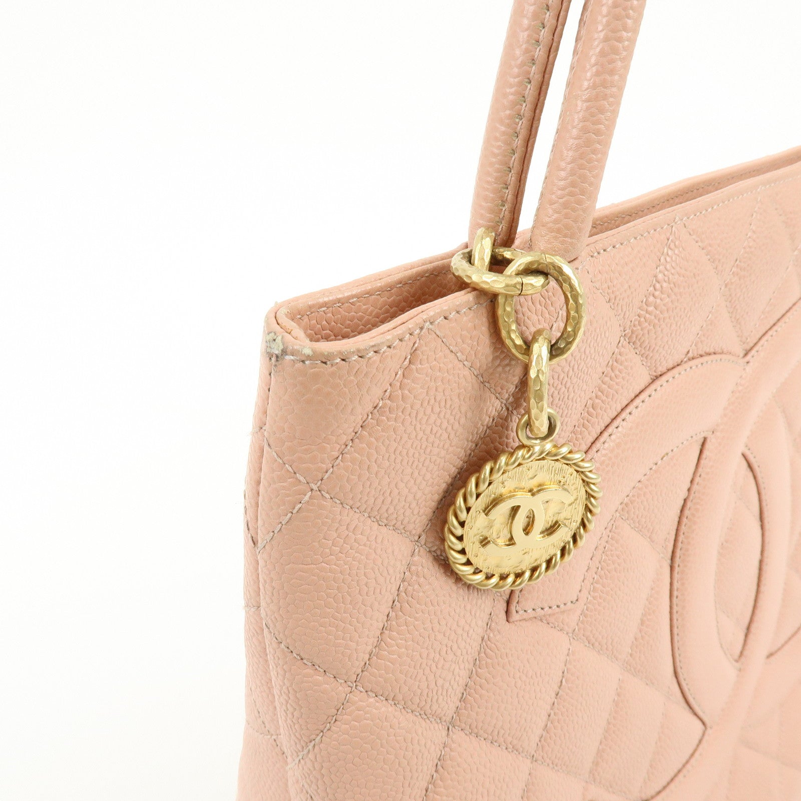 CHANEL Medallion Matelasse COCO Mark Caviar Skin Tote Bag A01804