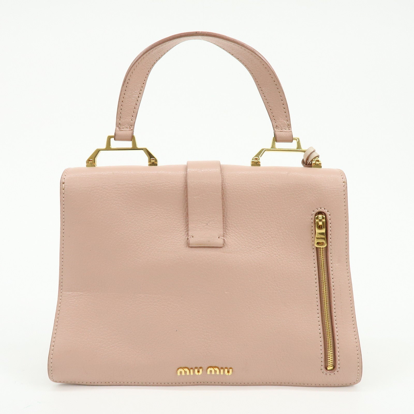 MIU MIU Madras Leather 2Way Bag Shoulder Bag Bi-Color Light Pink