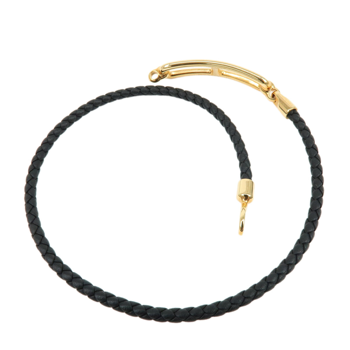 HERMES Veau Swift Leather Roulis Double Tour Bracele Black Gold