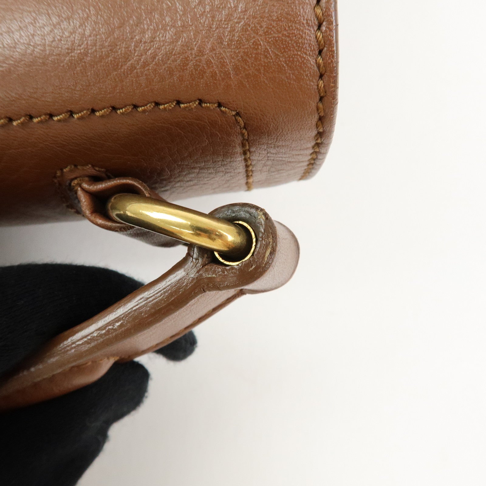 SAINT LAURENT PARIS Muse Two Leather Hand Bag Brown 289278