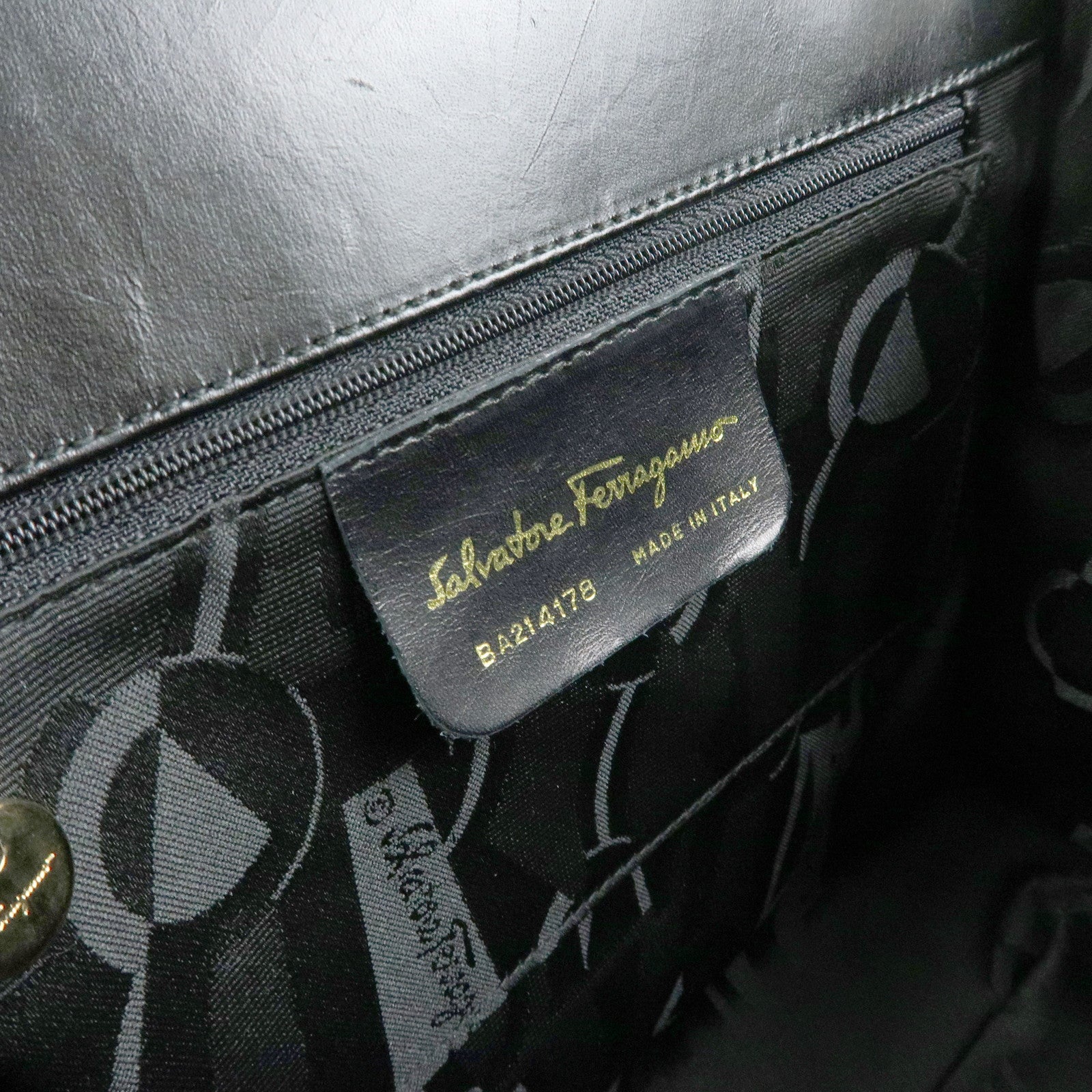 Ferragamo Vara Ribbon Leather 2Way Bag Hand Bag Black
