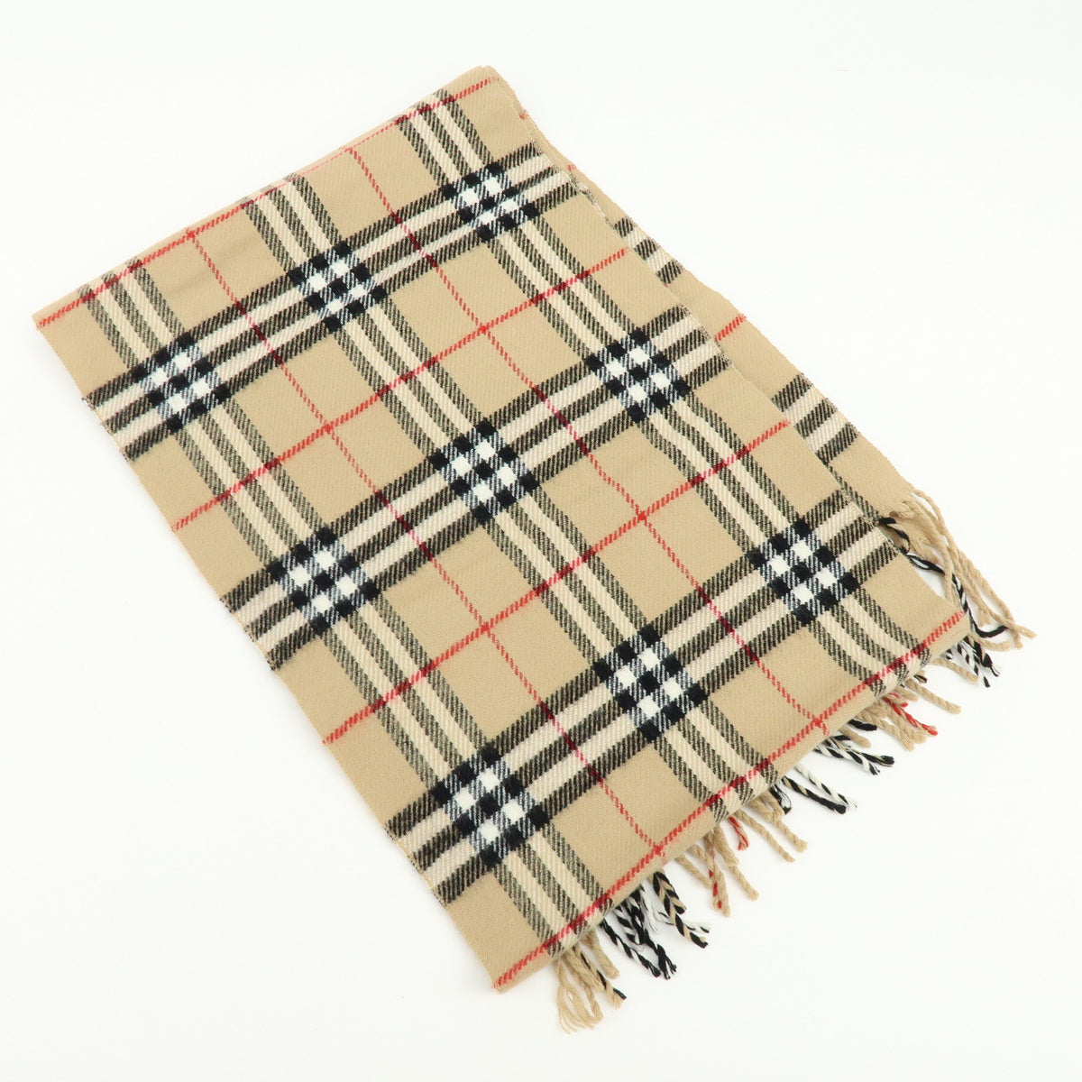BURBERRY Nova Plaid Wool 100% Scarf Shawl Beige