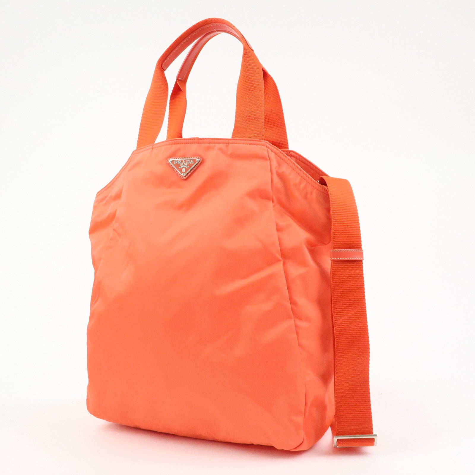 PRADA Triangle Logo Nylon Leather 2Way Bag Tote Shoulder Bag