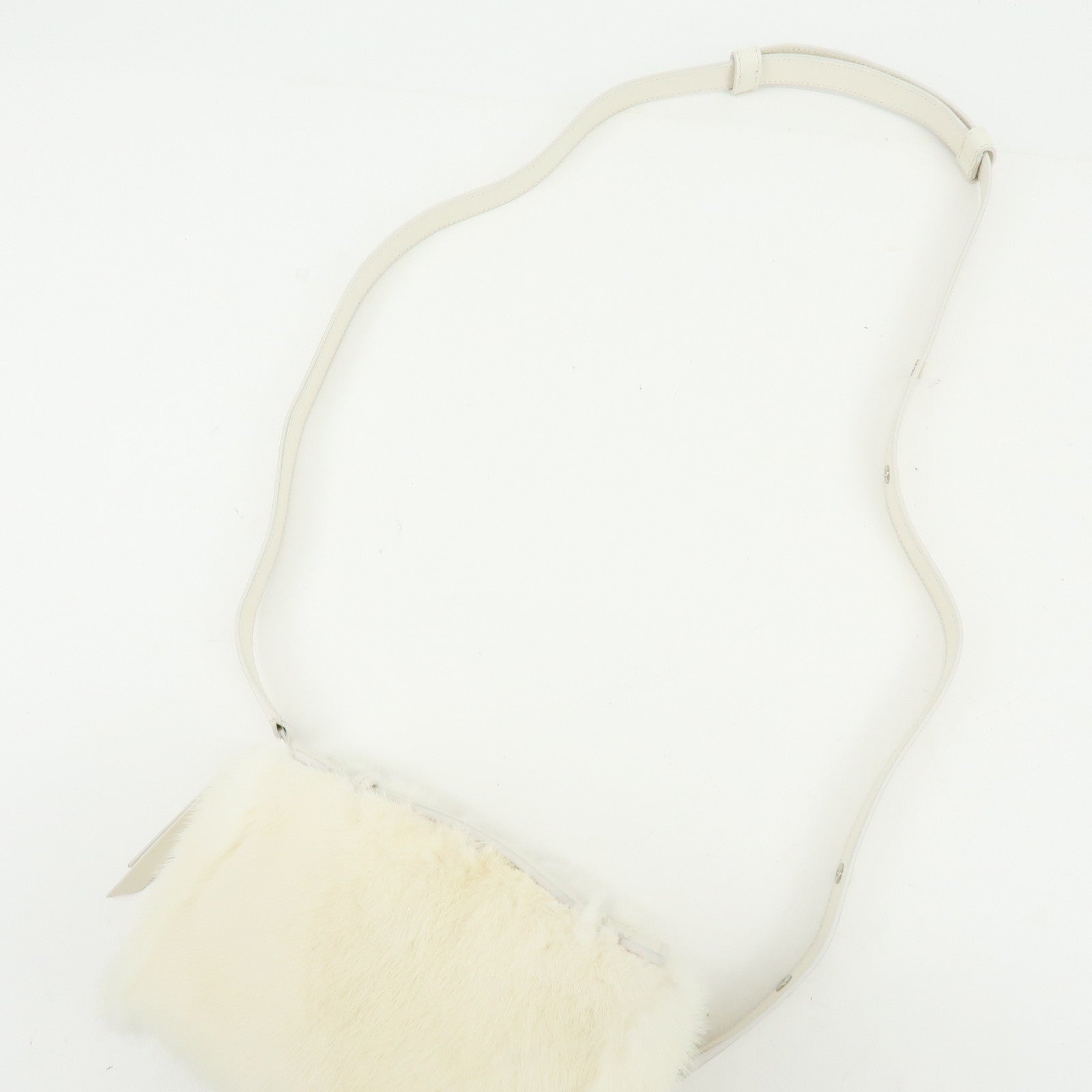 TOD'S Fur Leather 2Way Bag Hand Bag Shoulder Bag White