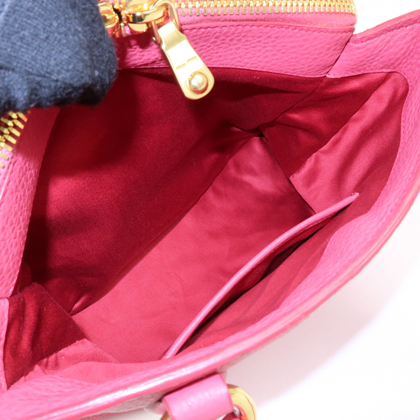 MIU MIU Vitello Caribu Leather 2Way Shoulder Bag Pink RN0757
