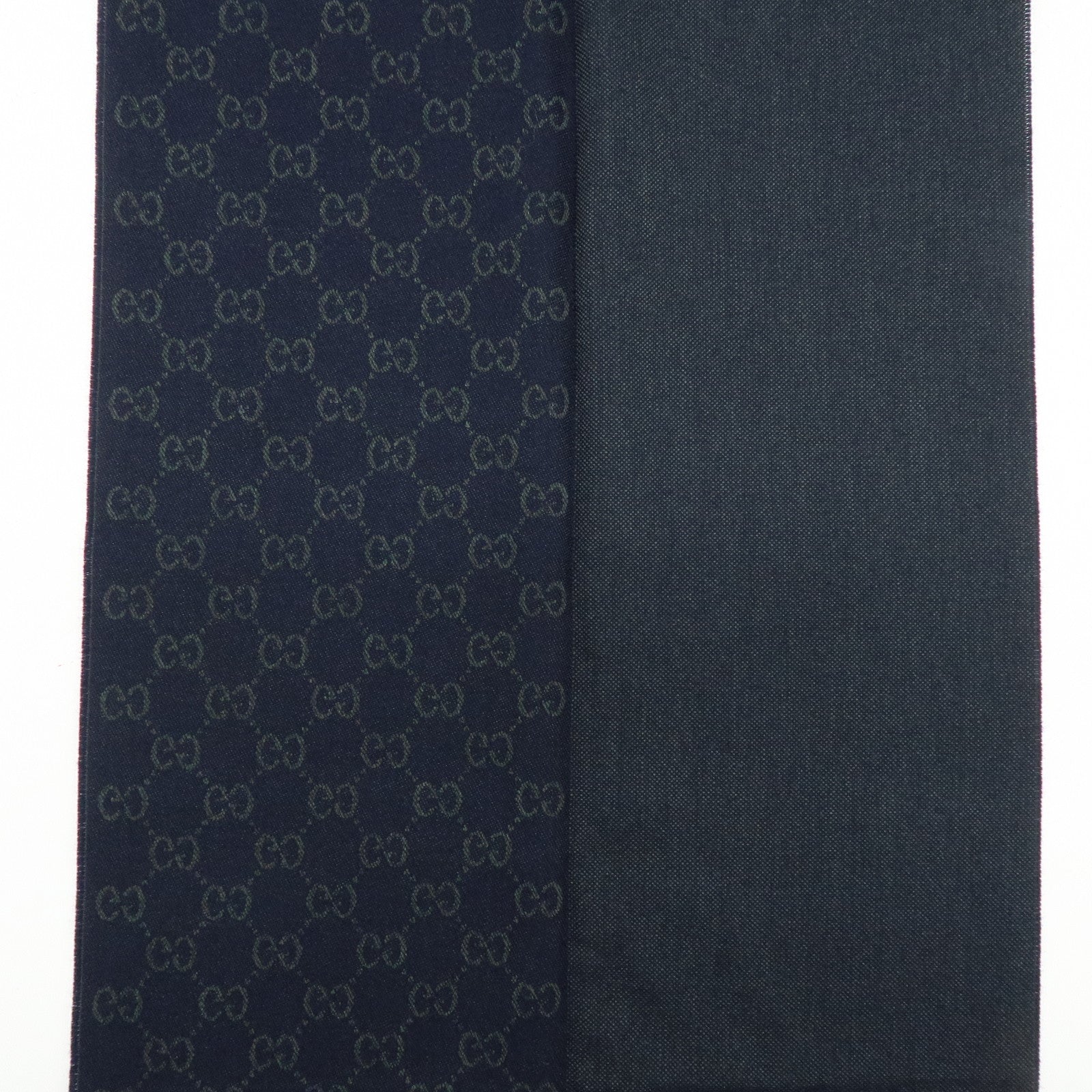 GUCCI GG Monogram Wool100% Scarf Stole Navy Dark Green