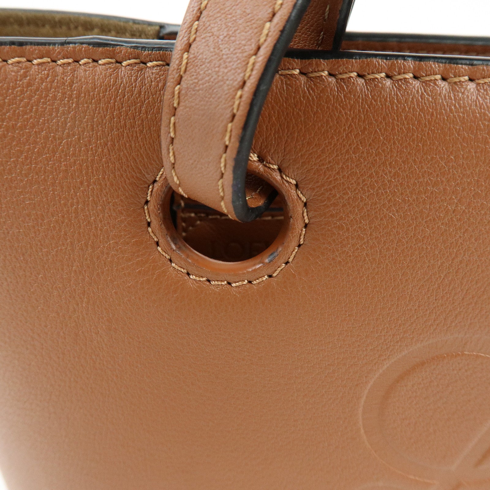 LOEWE Anagram Calf Leather 2Way Bag Hand Bag Shoulder Bag Brown