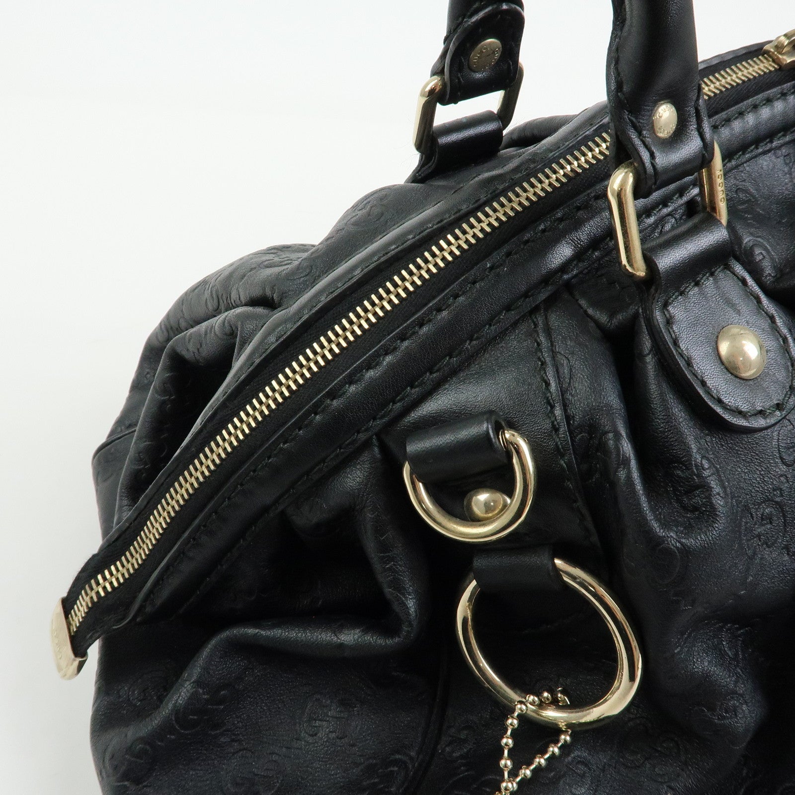 GUCCI Sukey Guccissima Leather 2Way Shoulder Bag Black 223974