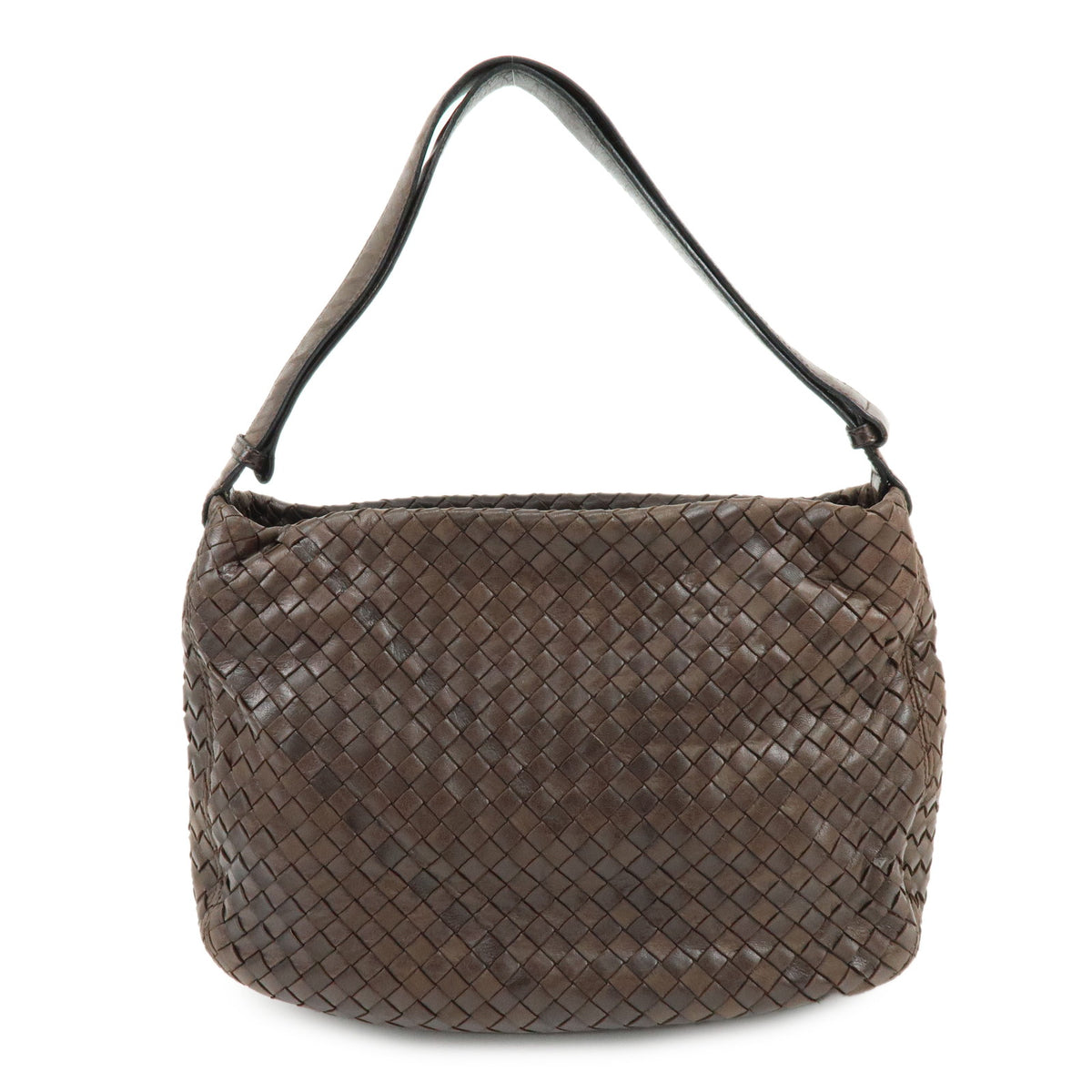 BOTTEGA VENETA Intrecciato Leather Shoulder Bag Hand Bag Brown