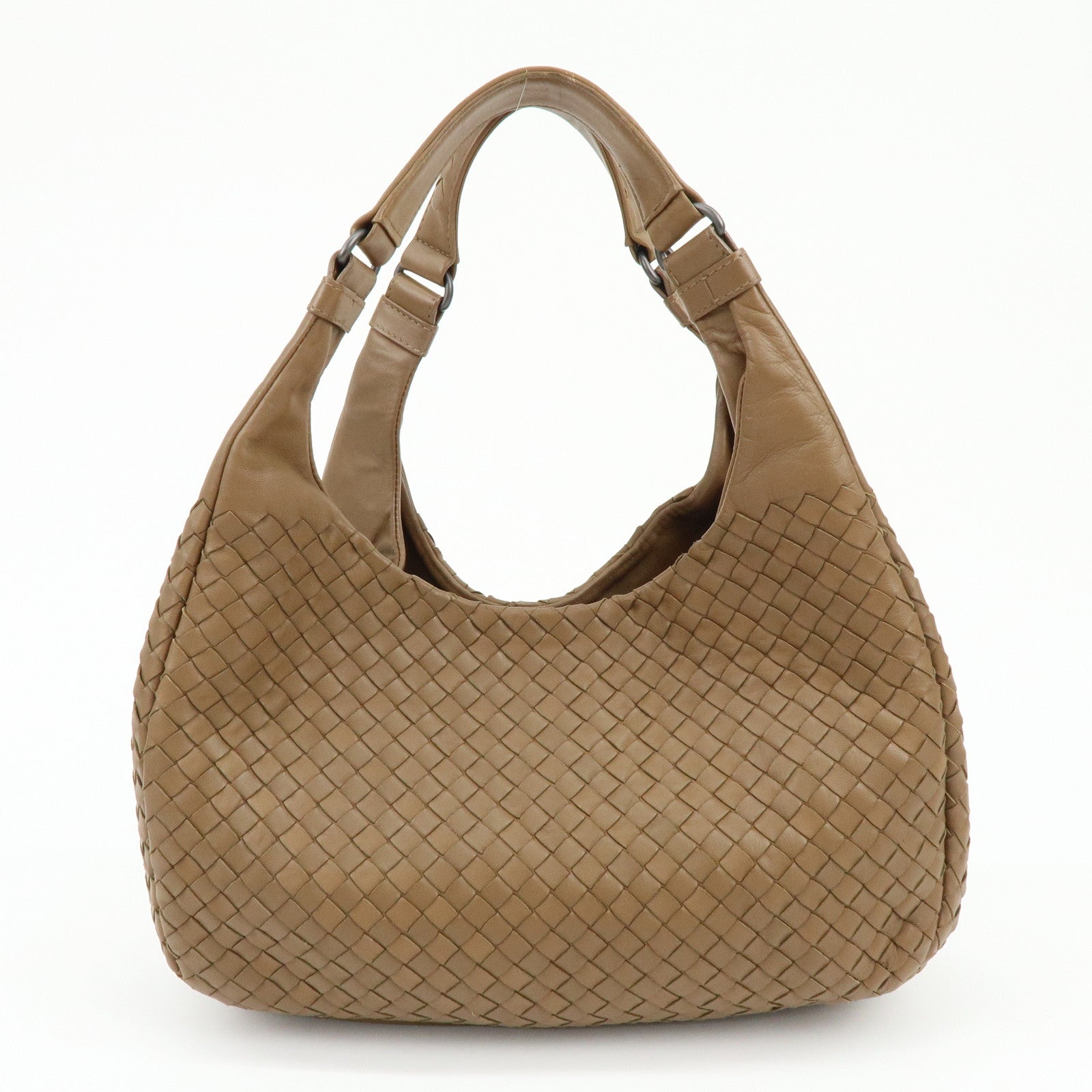 BOTTEGA VENETA Intrecciato Campana Leather Shoulder Bag Brown 125787