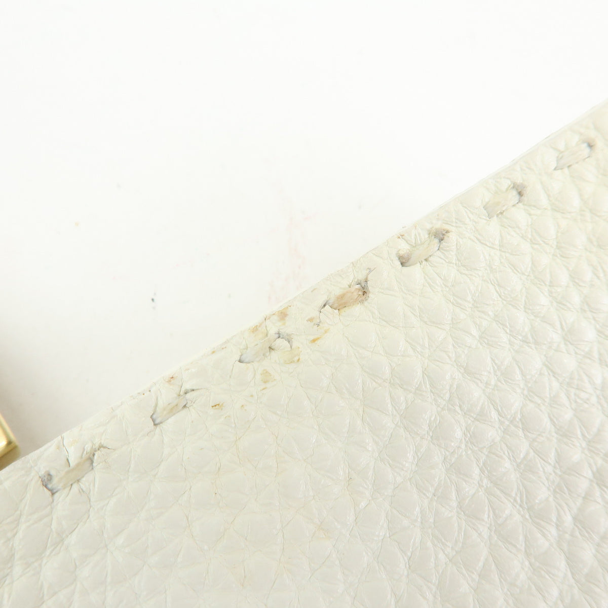 FENDI Selleria Mamma Baguette Leather Hand Bag White 8BR101