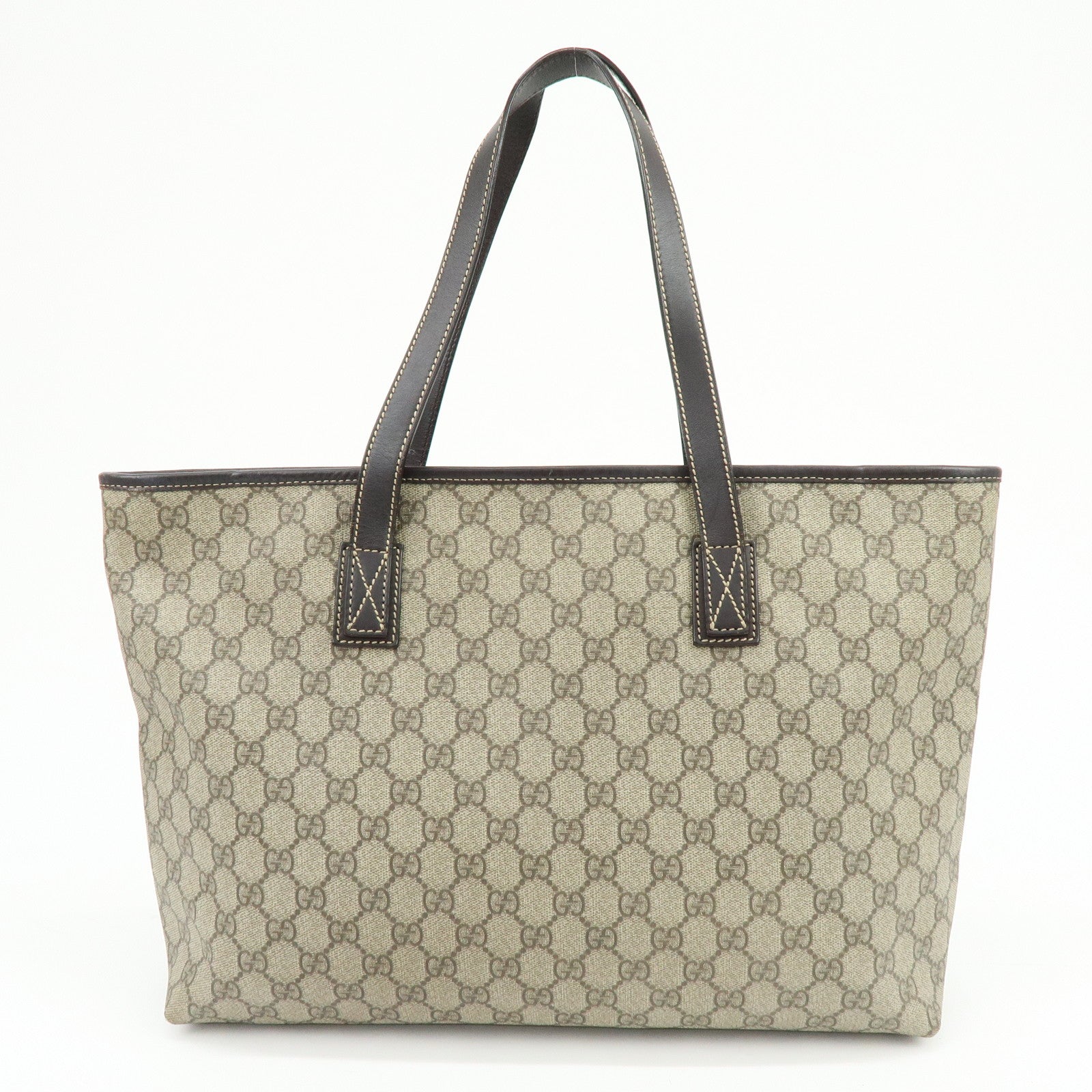 GUCCI GG Supreme Leather Tote Bag Shoulder Bag Hand Bag Beige