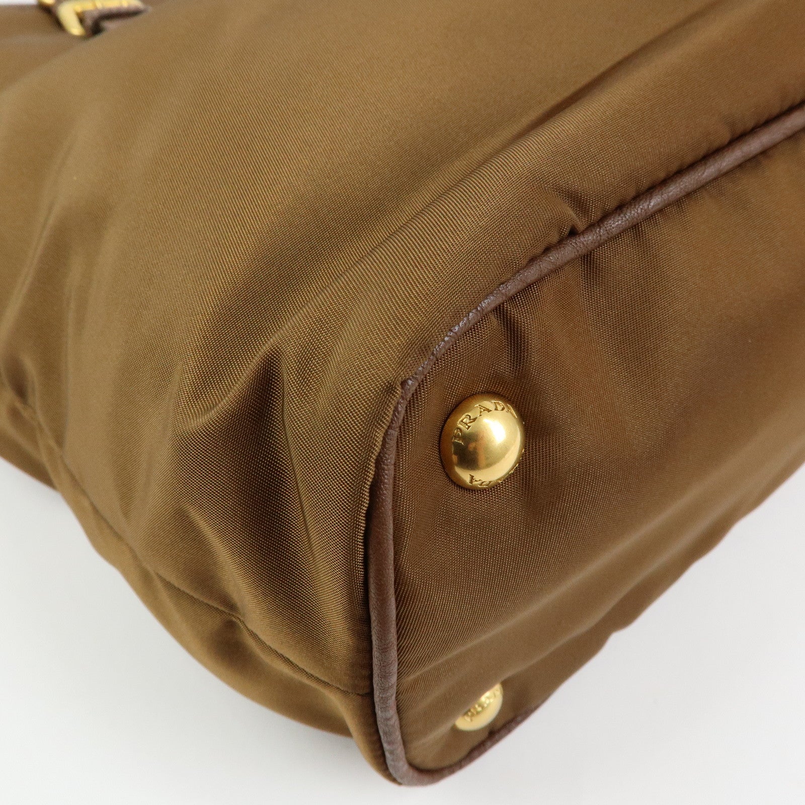 PRADA Logo Nylon Leather 2Way Bag Shoulder Bag Brown BR4991