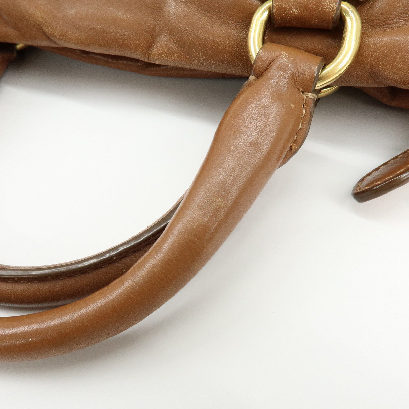 PRADA Leather 2Way Bag Hand Bag Shoulder Bag Brown