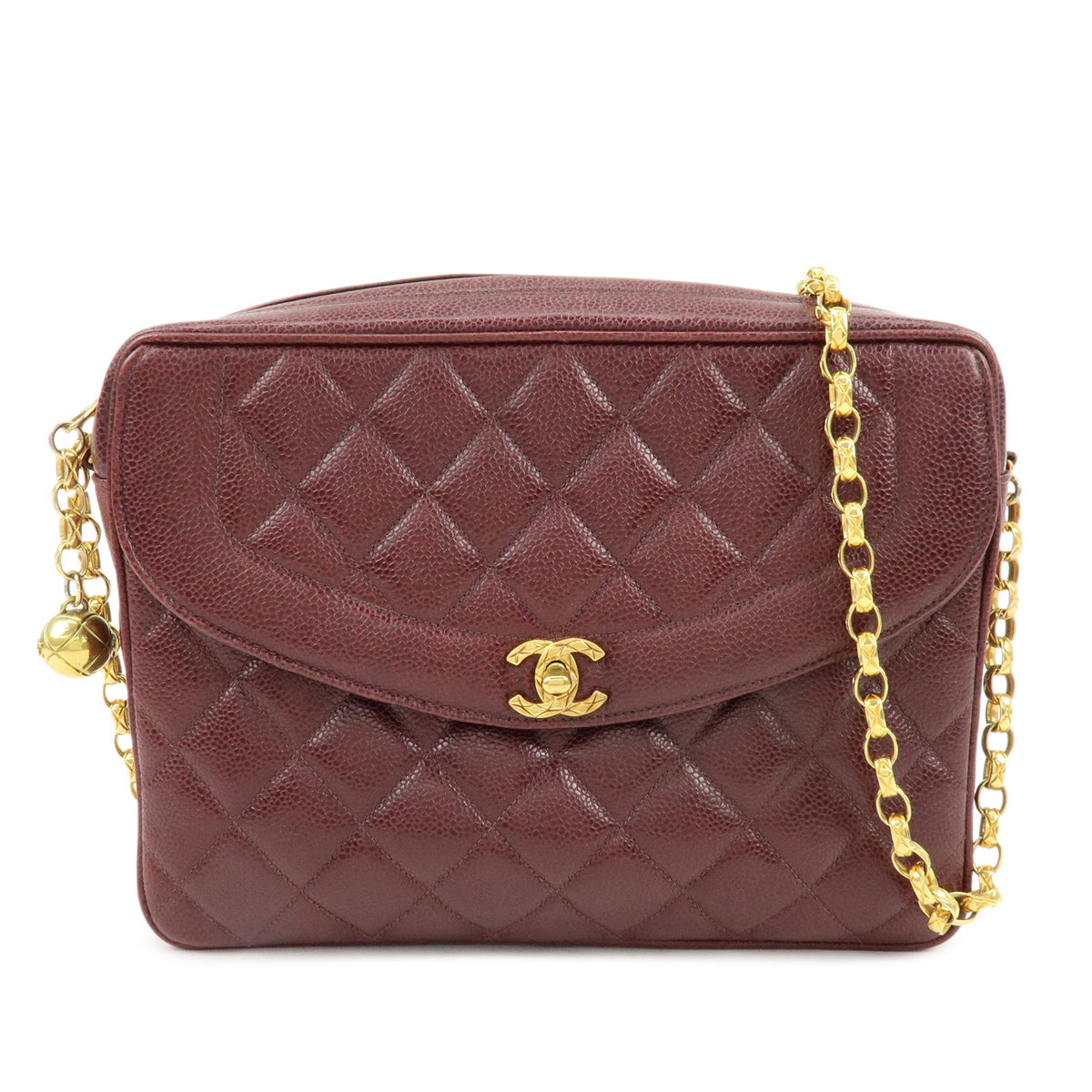 CHANEL Matelasse Diana Caviarskin Chain Shoulder Crossbody Bag Bordeaux