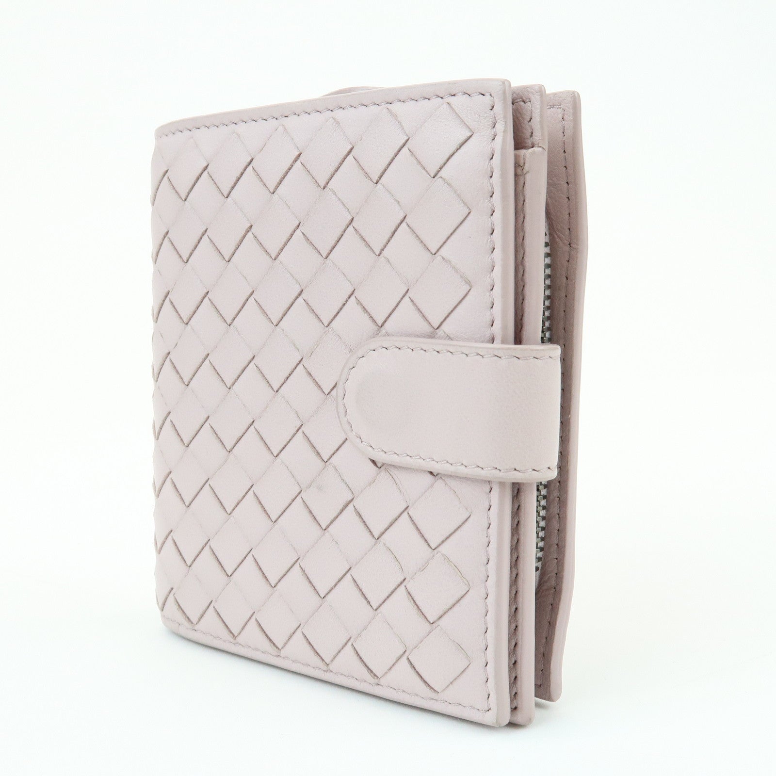 BOTTEGA VENETA Intrecciato Leather Bi-fold Comact Wallet Lavender