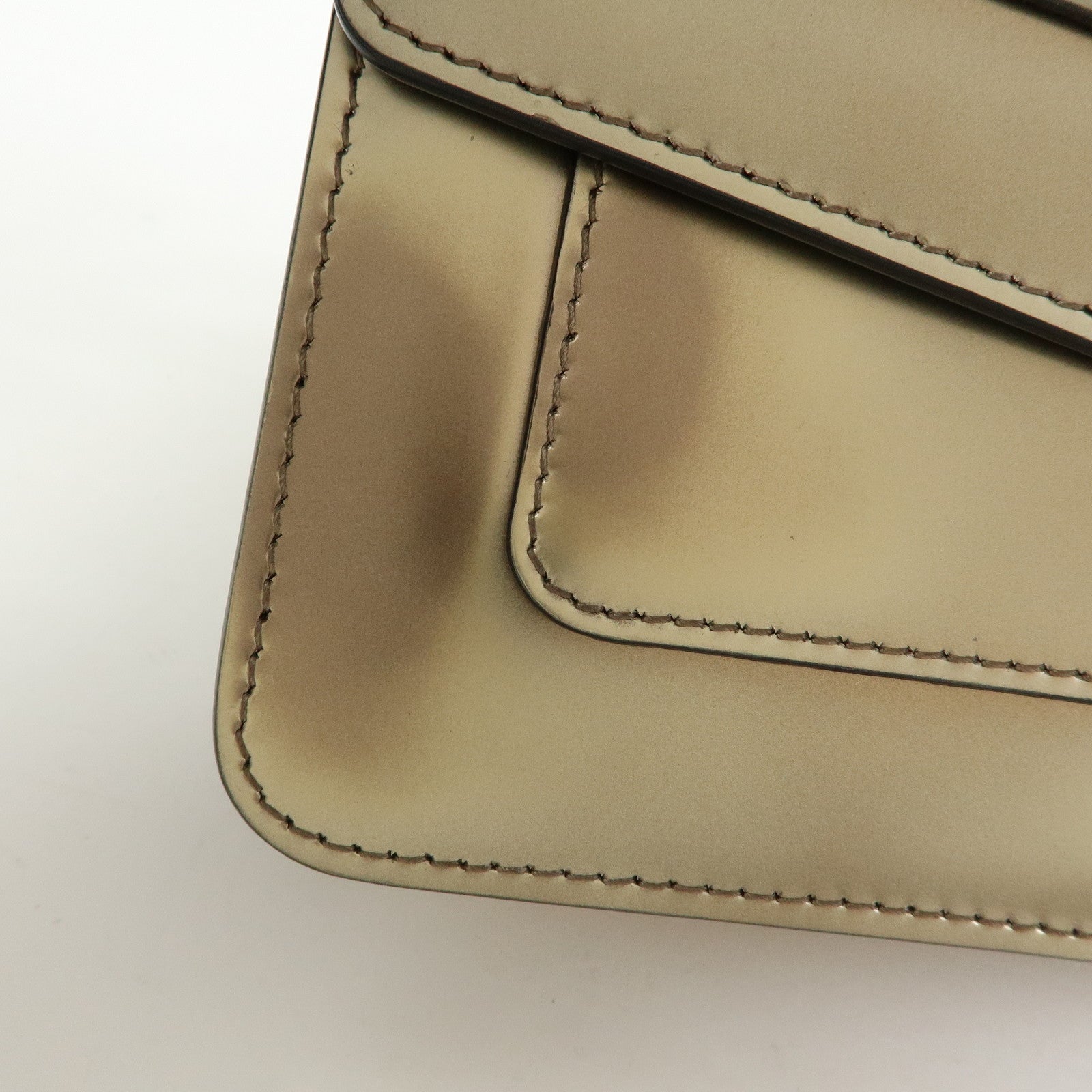 BVLGARI Serpenti Leather Forever Shoulder Crossbody Bag Gold Malachite