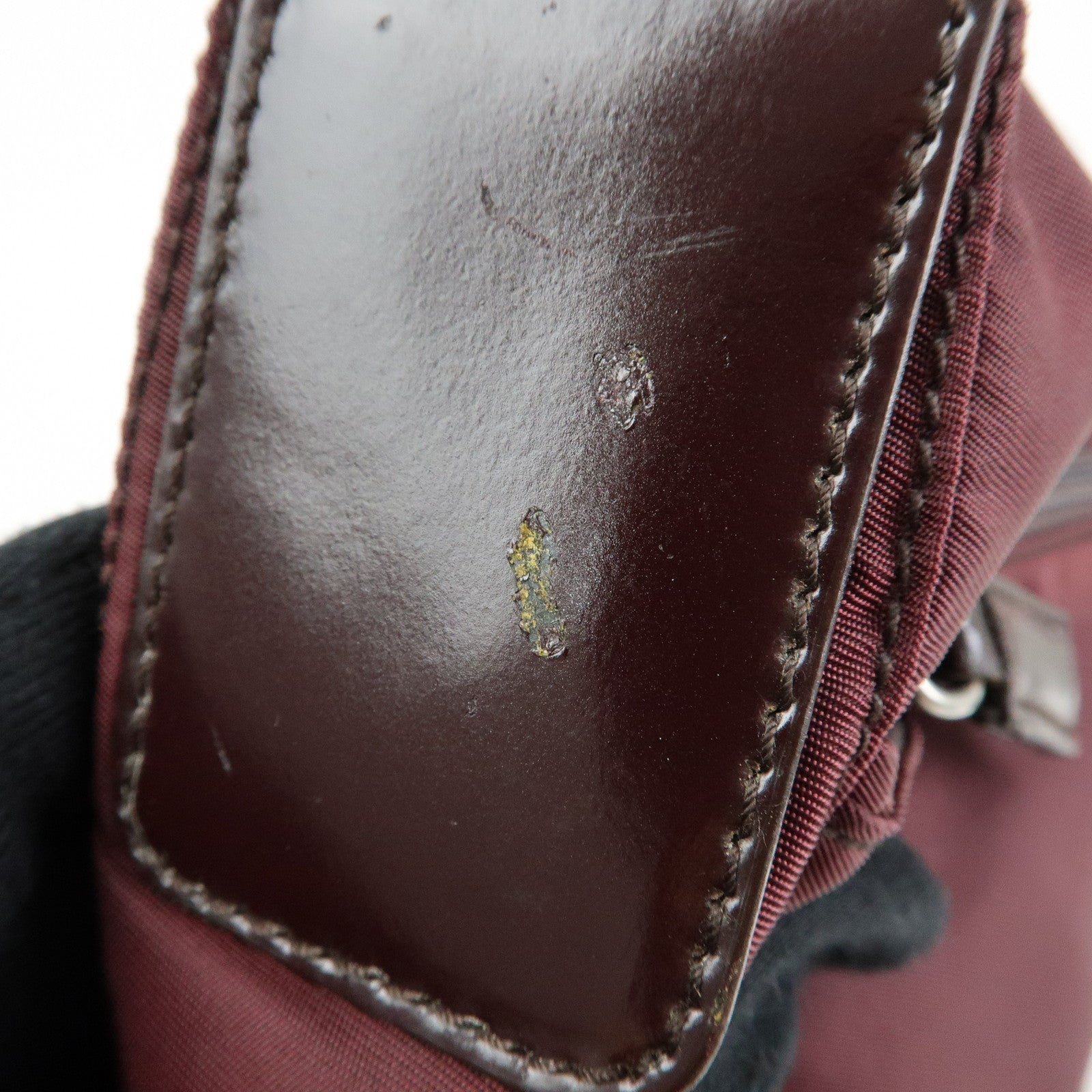 PRADA Triangle Logo Nylon Leather Shoulder Bag Burgundy BT0426