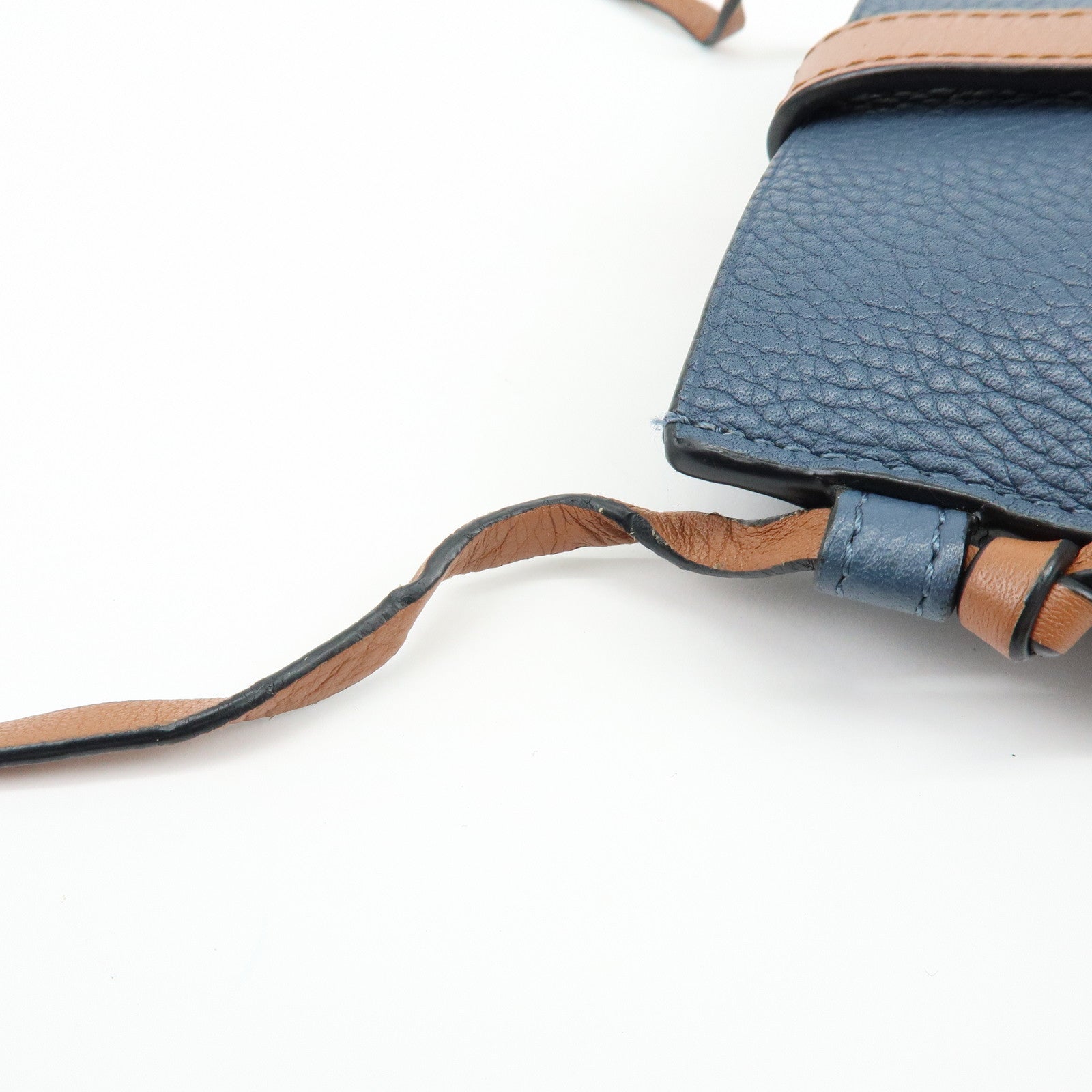 LOEWE Anagram Leather Mini Shoulder Bag Crossbody Bag Blue Brown