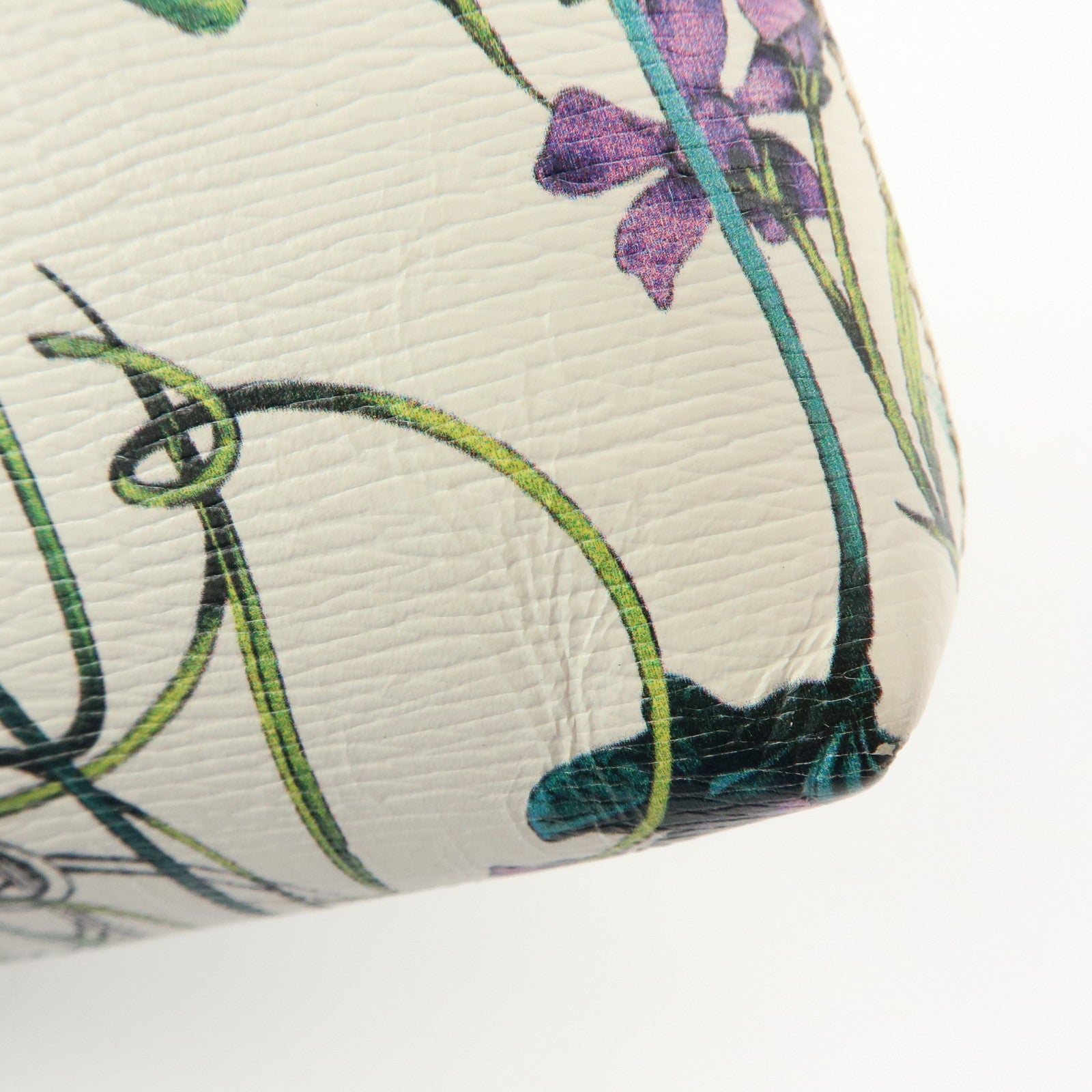 GUCCI Flora Bamboo Leather Cosmetic Accessory Pouch Ivory 338815