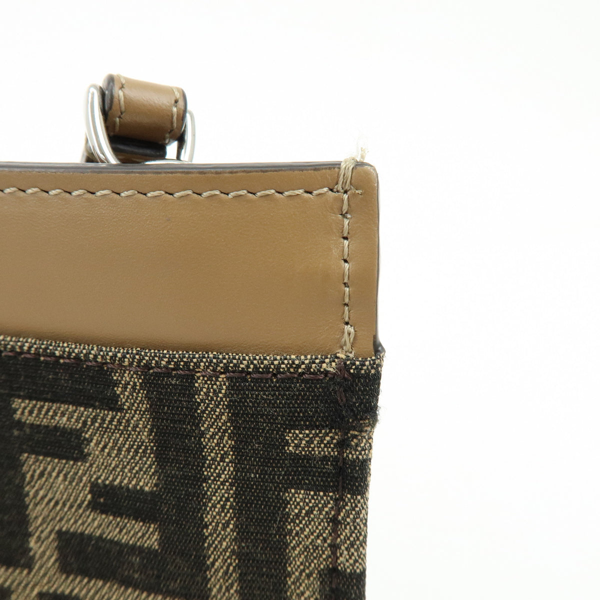 FENDI Zucca Flat Slim Canvas Leather Clutch Bag Pouch Brown 7N0134