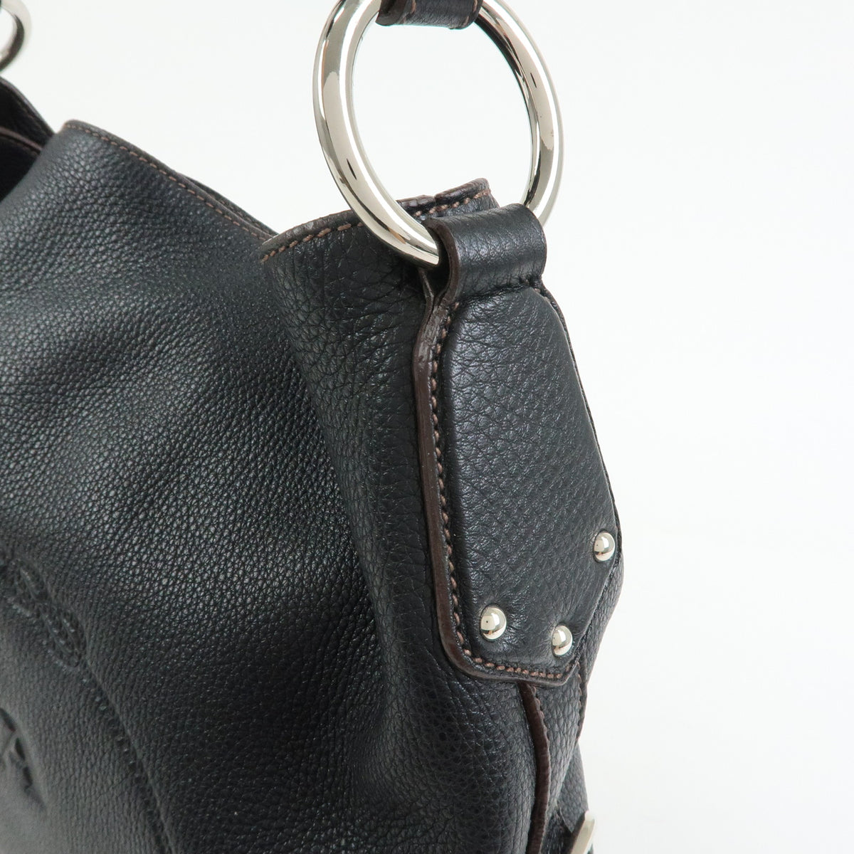 PRADA Leather Shoulder Bag Hand Bag Black BR3648