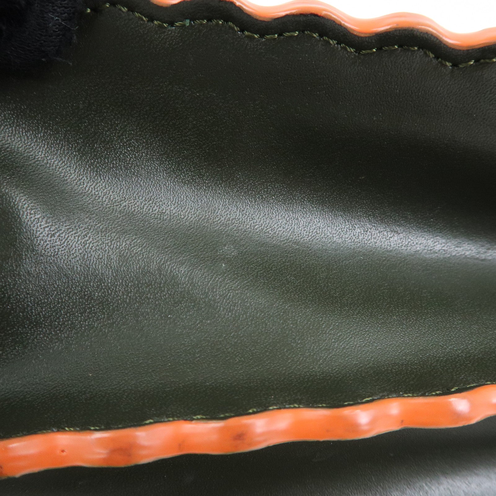 FENDI KAN I Leather 2Way Bag Chain Shoulder Bag Green Orange 8BT283