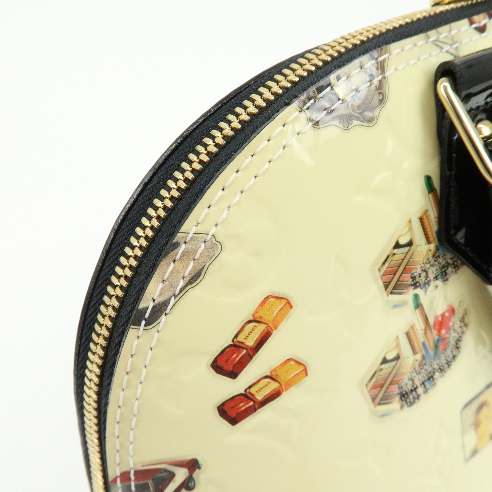Louis Vuitton Monogram Vernis Sticker Alma PM Hand Bag Off White M50466