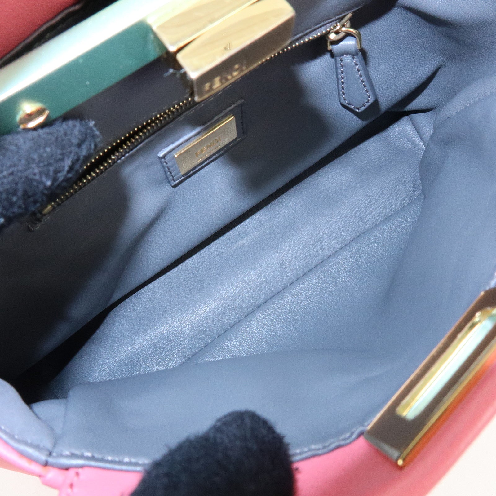 FENDI Peekaboo Mini Leather 2Way Shoulder Bag Hand Bag Pink 8BN244