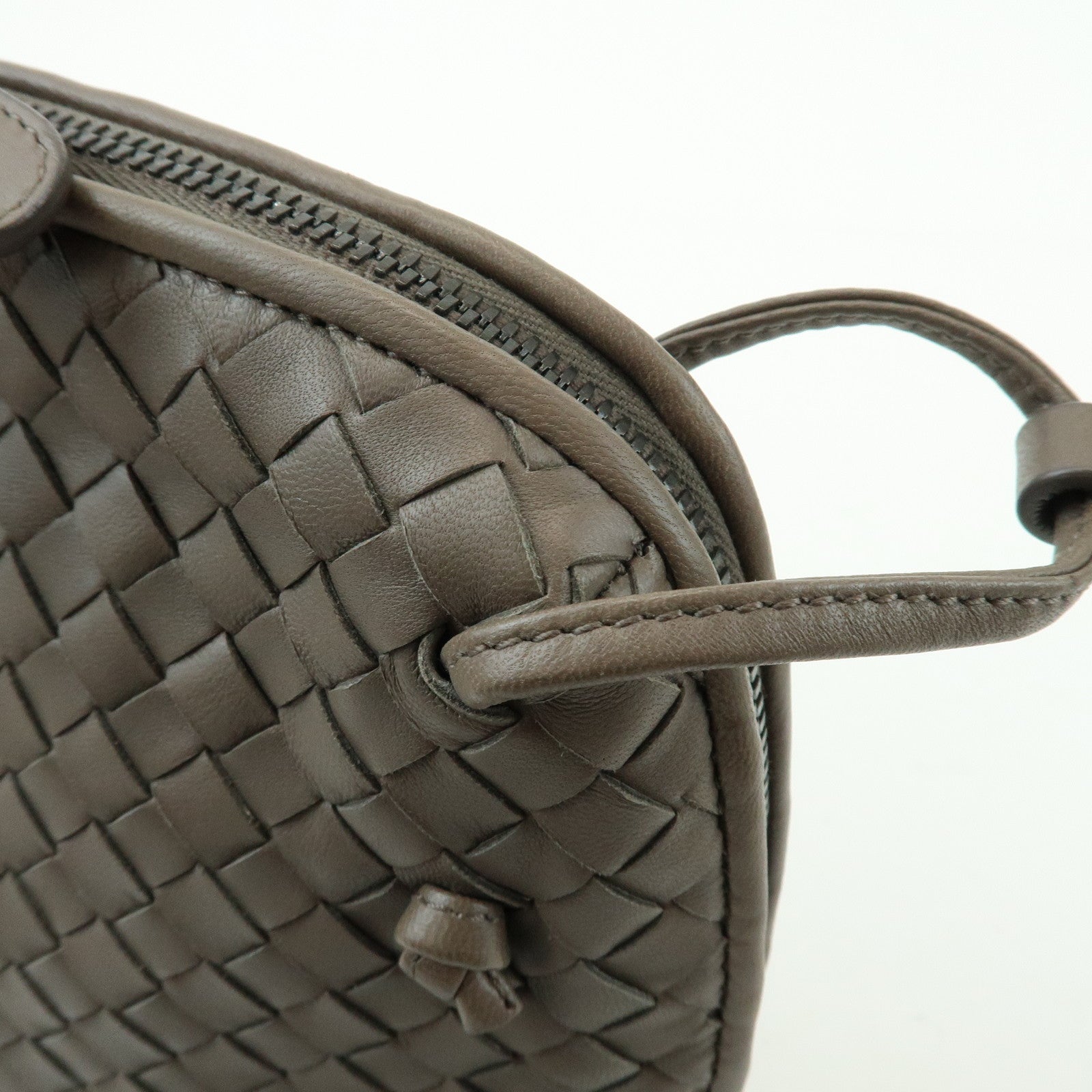 BOTTEGA VENETA Intrecciato Nodini Leather Shoulder Bag Brown