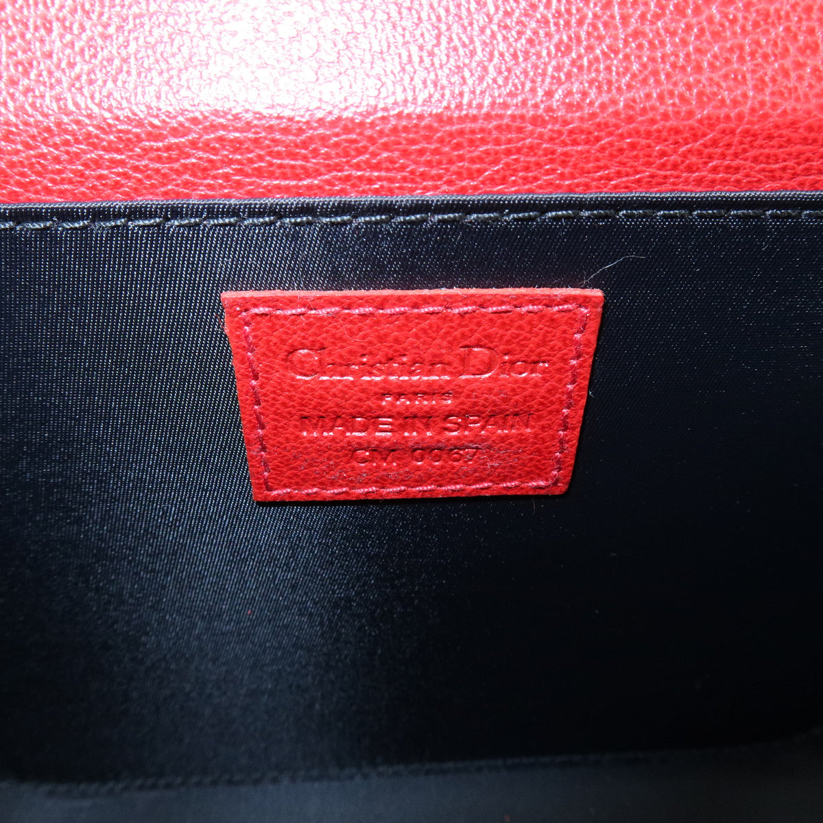 Christian Dior Cannage Leather Hand Bag Vanity Bag Red
