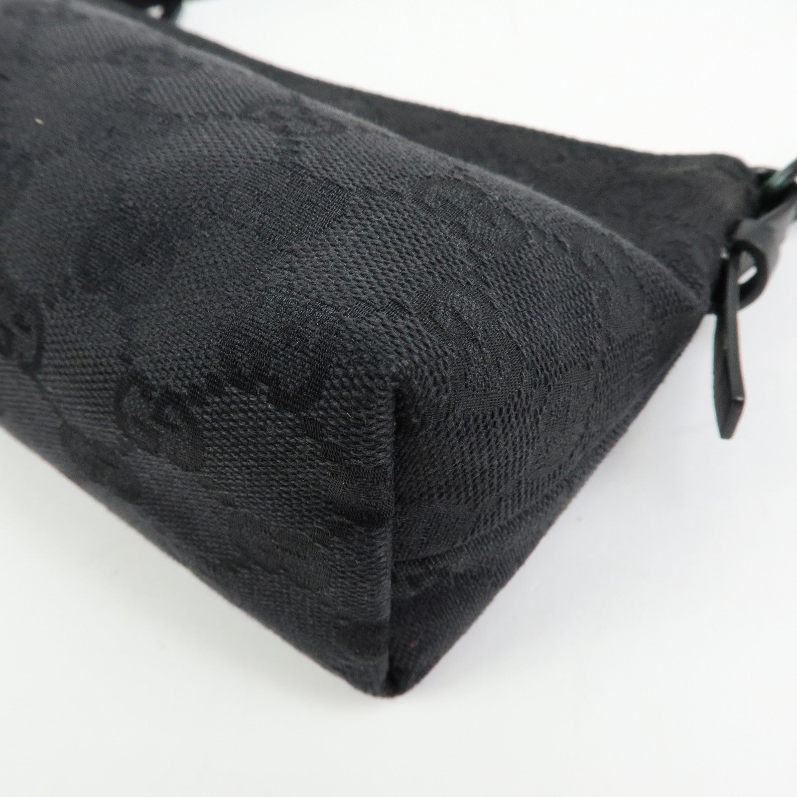 GUCCI GG Canvas Leather Hand Bag Accessory Pouch Black 103399