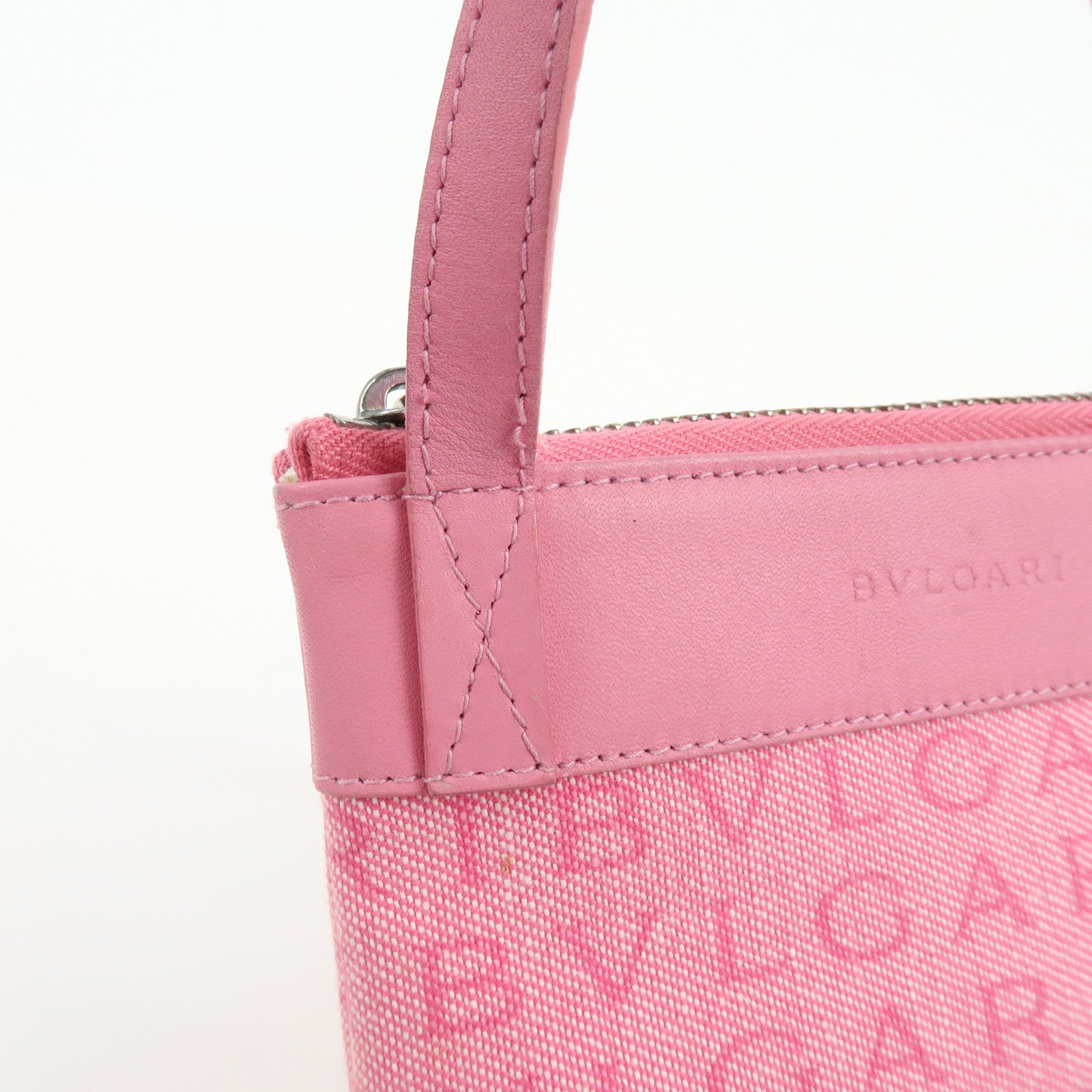 BVLGARI Logomania Canvas Leather Shoulder Bag Crossbody Bag Pink