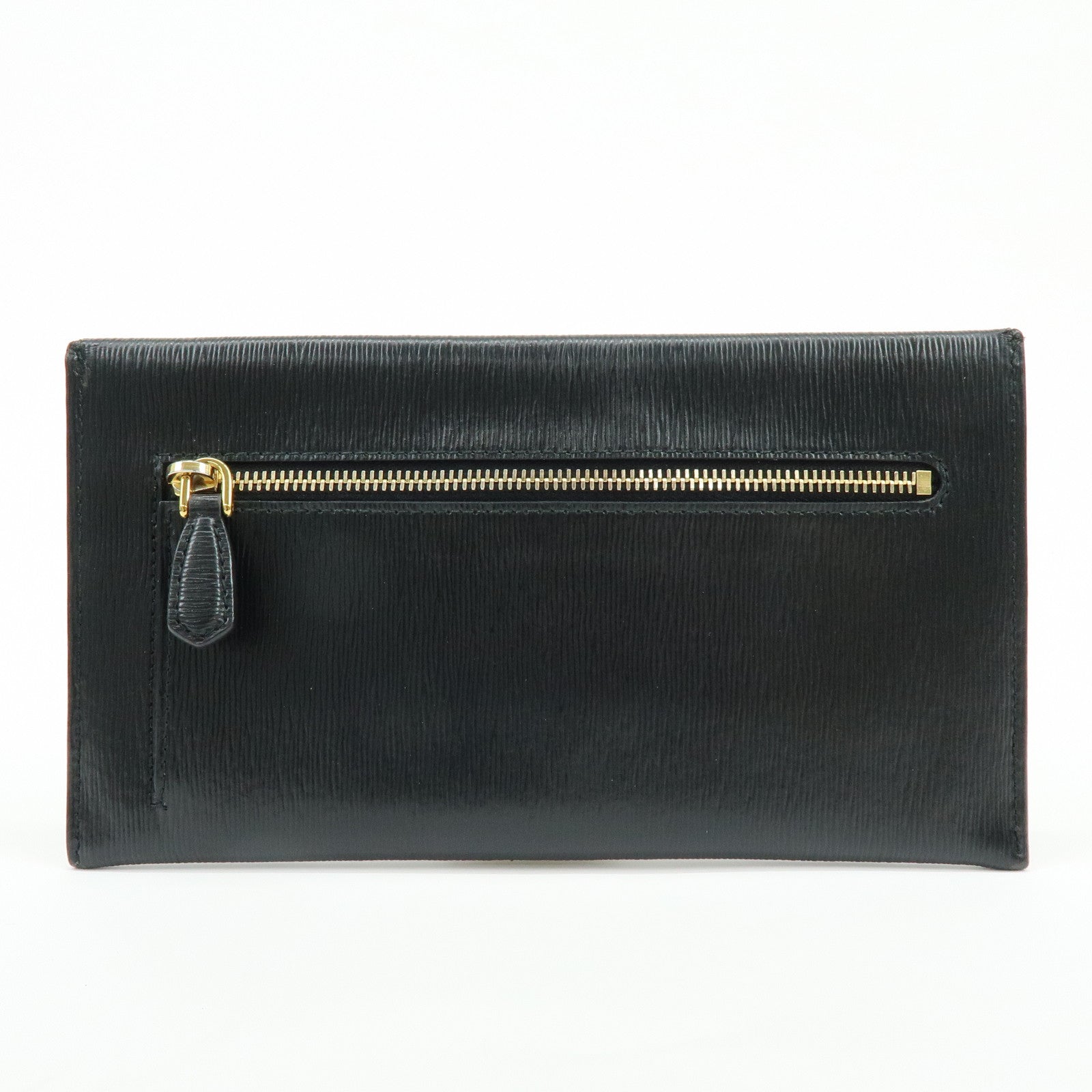 PRADA Saffiano Leather Flap Long Wallet Purse Black 1MF175