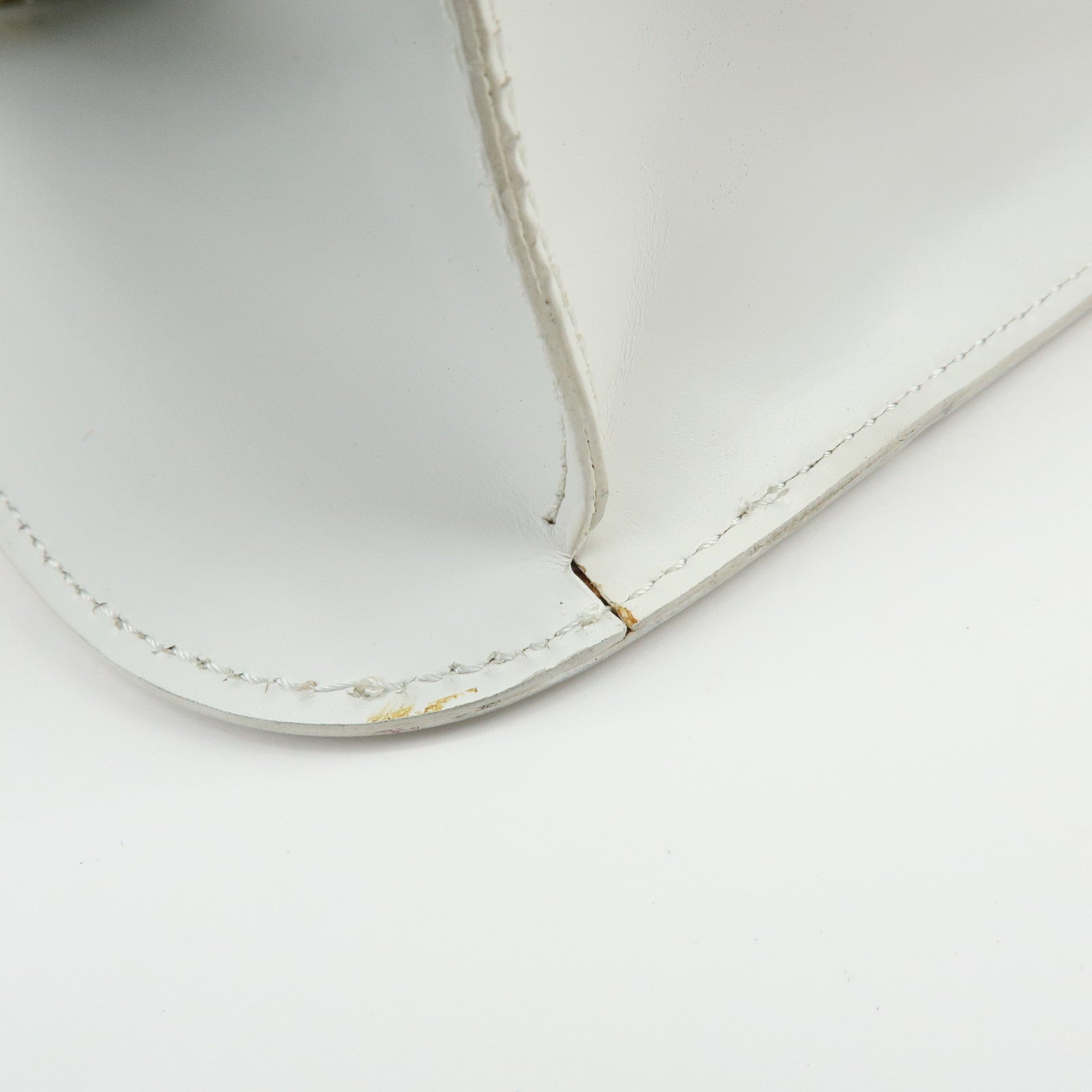 CELINE Leather Top Handle 2Way Bag Hand Bag Shoulder Bag White