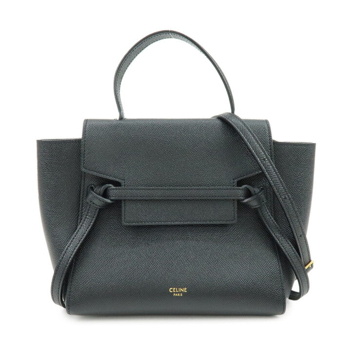 CELINE Belt Bag Leather 2WAY Bag Shoulder Bag Hand Bag Black