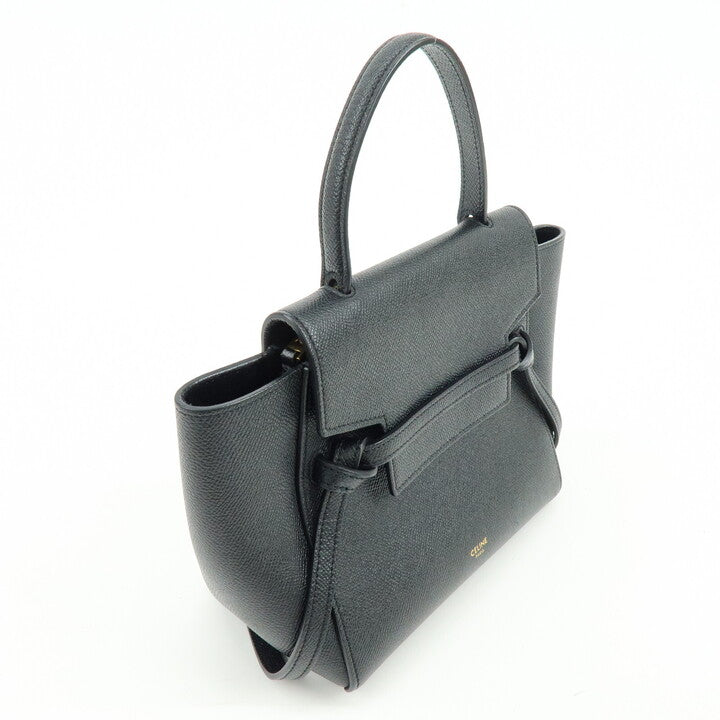 CELINE Belt Bag Leather 2WAY Bag Shoulder Bag Hand Bag Black