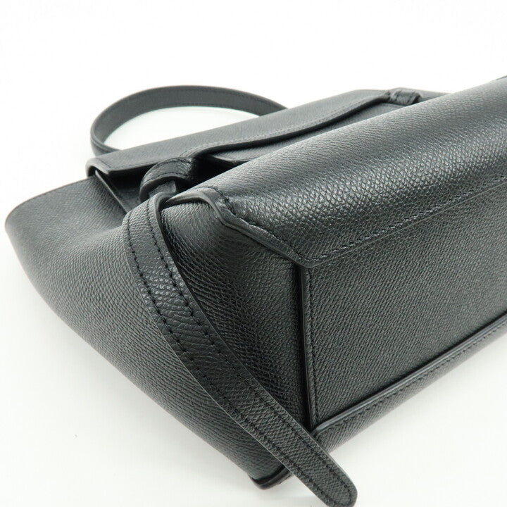 CELINE Belt Bag Leather 2WAY Bag Shoulder Bag Hand Bag Black