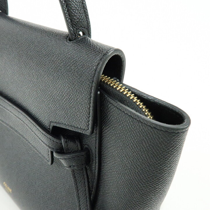 CELINE Belt Bag Leather 2WAY Bag Shoulder Bag Hand Bag Black