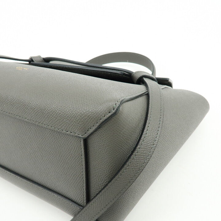 CELINE Micro Belt Bag Calf Leather 2WAY Bag Hand Bag Gray