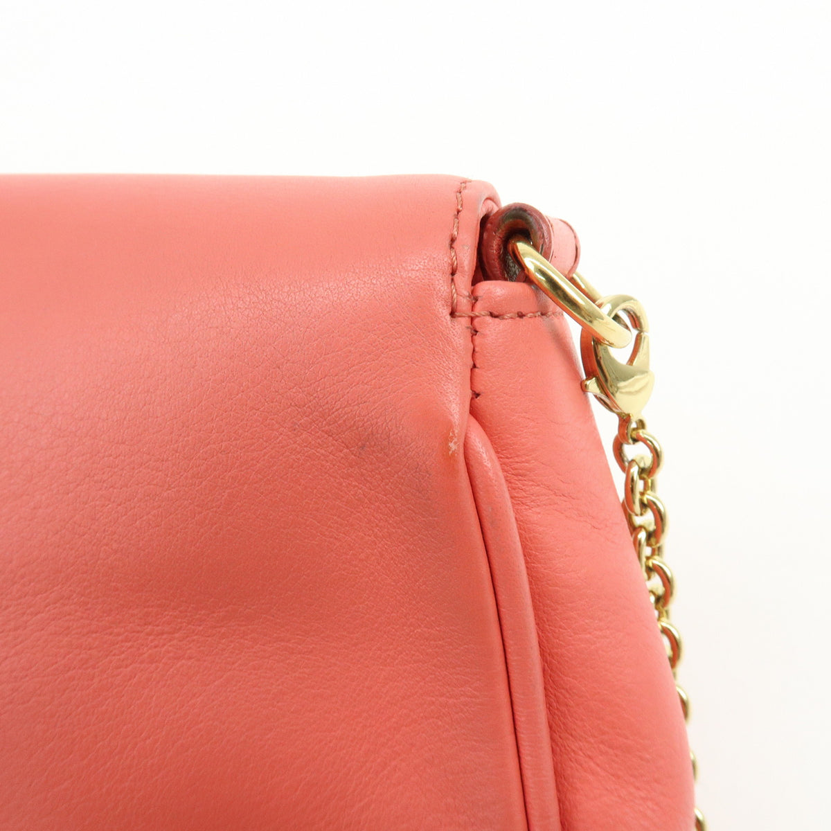FENDI Leather Chain Shoulder Bag Purse Crossbody Bag Pink 8M0276