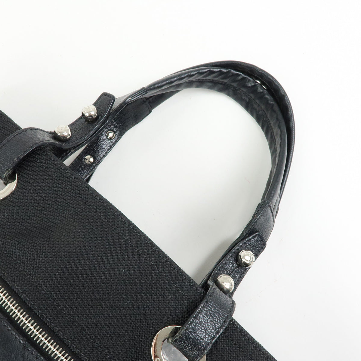 CHANEL Paris Biarritz GM PVC Canvas Leather Tote Bag Hand Bag MM A34210