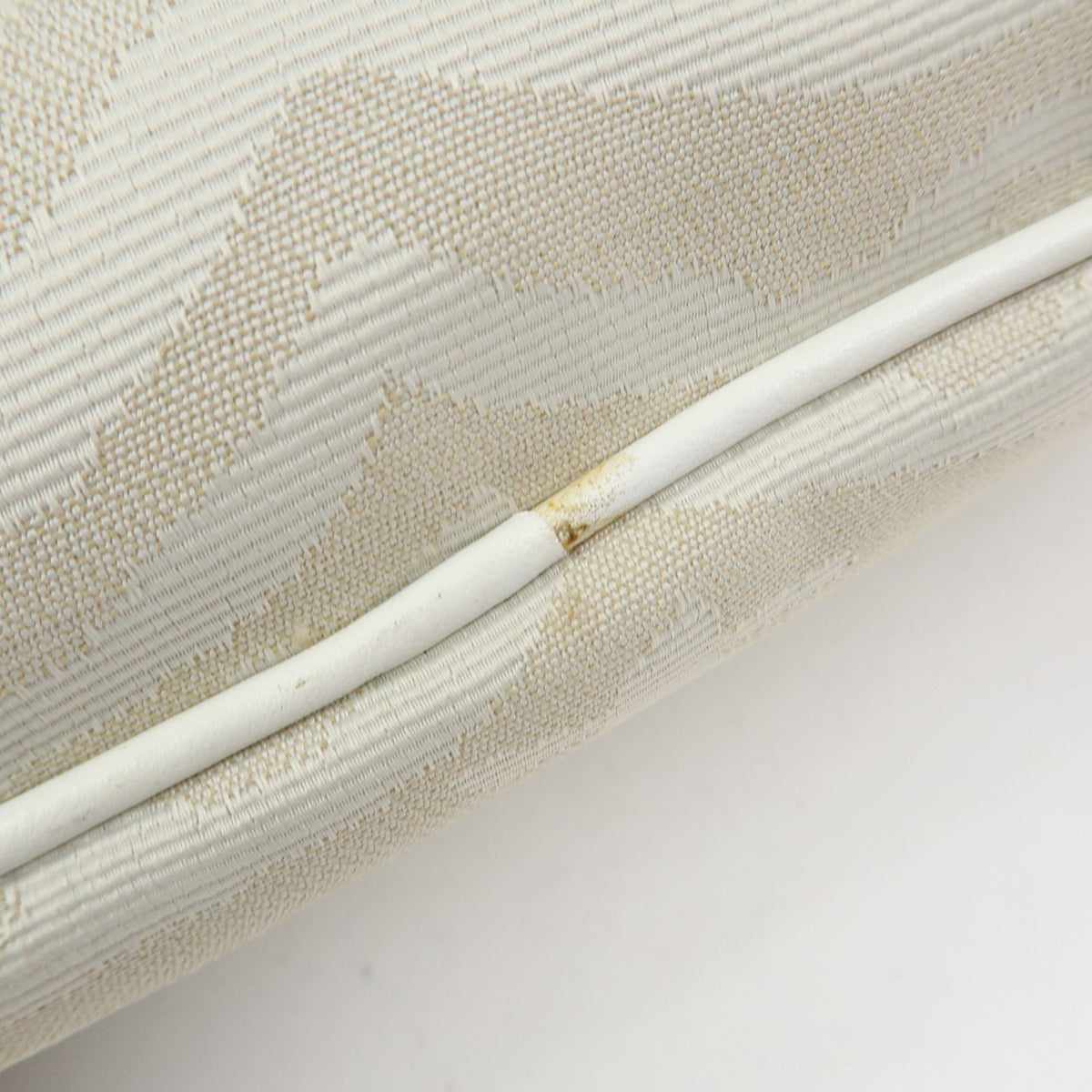 FENDI Canvas Leather Zebra Pattern Tote Bag Hand Bag Beige White 8BH115