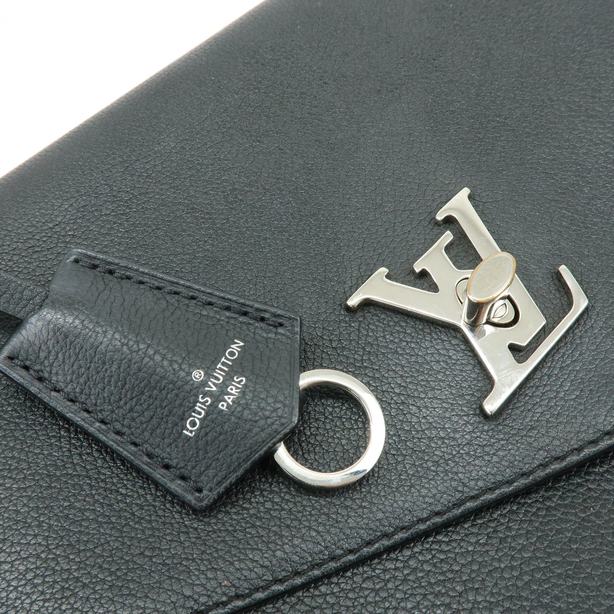 Louis Vuitton My Lockme Satchel Grained Calf Skin Hand Bag Noir M54849