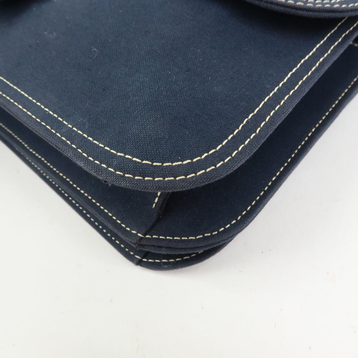 FENDI Mamma Baguette Canvas Shoulder Bag Hand Bag Navy 26424
