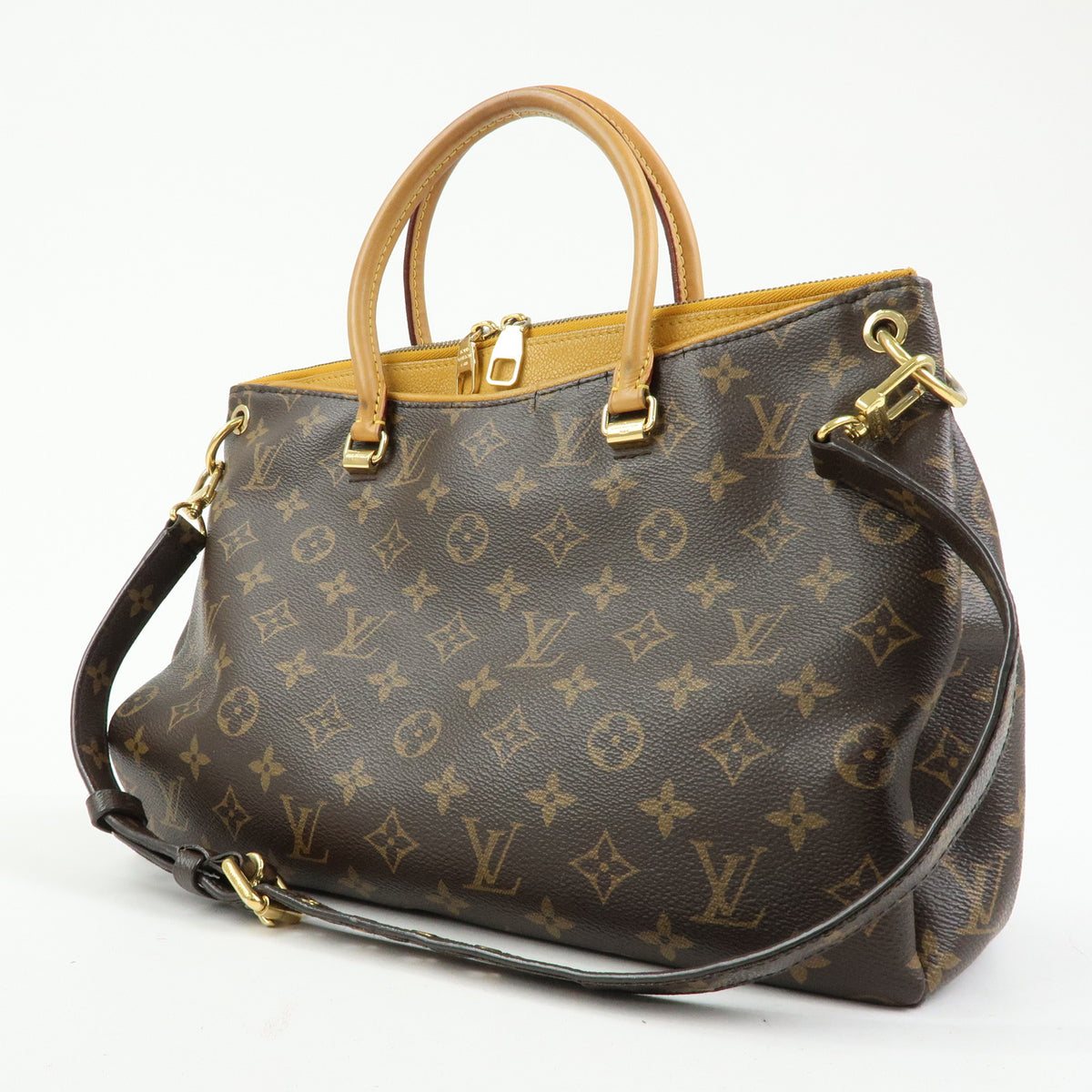 Louis Vuitton Monogram Pallas MM 2Way Bag Hand Bag Saffron M40929