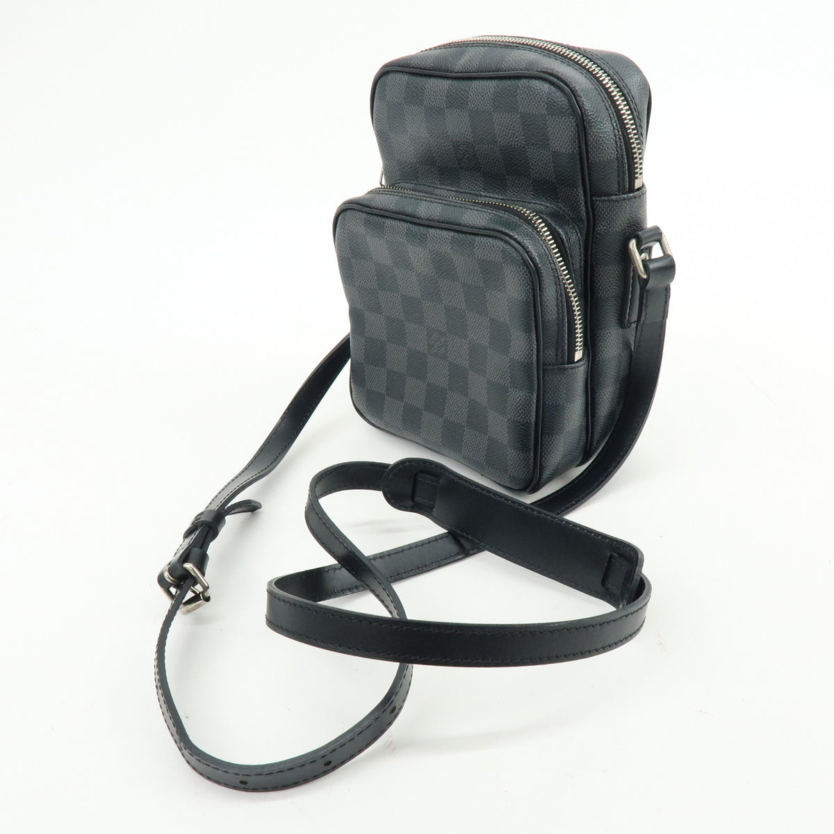 Louis Vuitton Damier Graphite Rem Leather Shoulder Bag Black N41446
