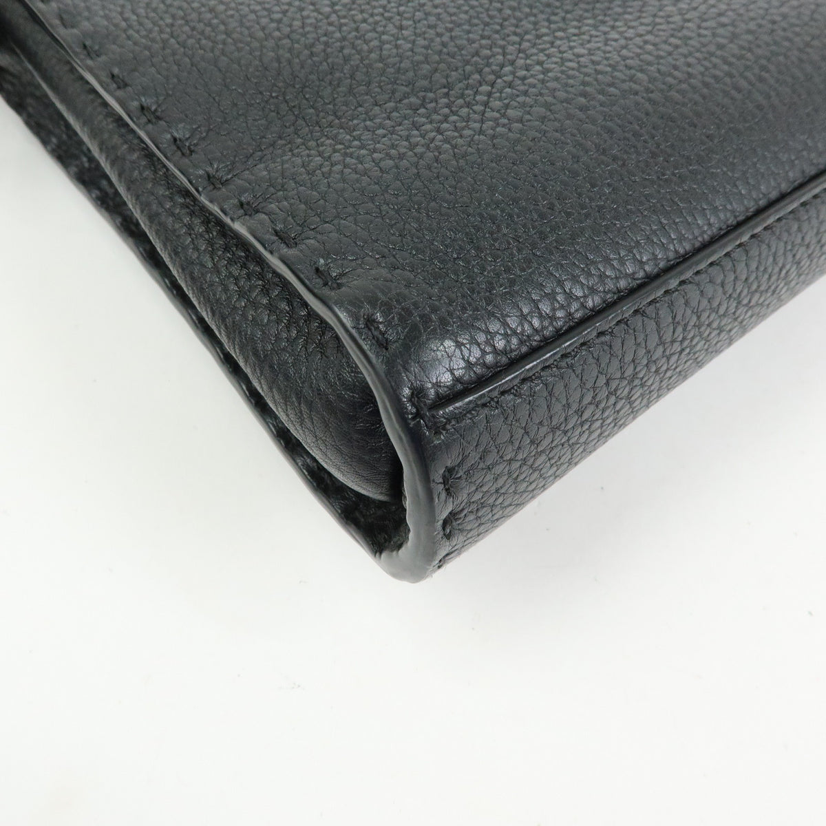 FENDI Peekaboo Seleria Calf Leather 2Way Hand Bag Black 7VA422