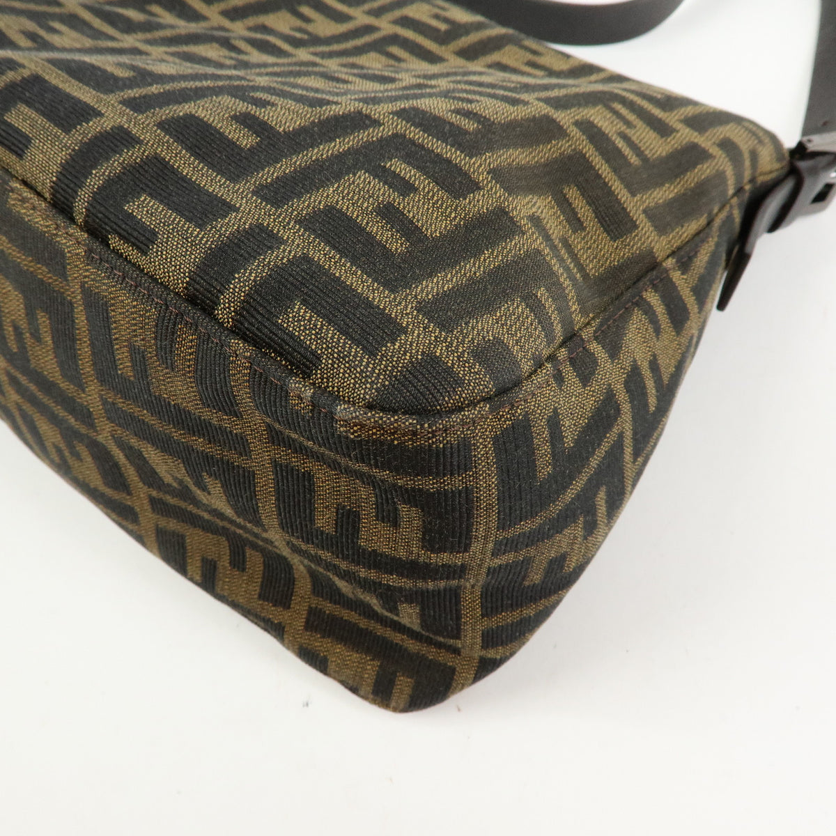 FENDI Zucca Mamma Baguette Jacquard Canvas Leather Shoulder Bag 8BR001