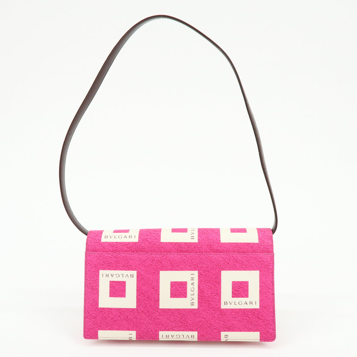 BVLGARI Square Logo Nylon Leather 3Way Clutch Bag Shoulder Bag Pink